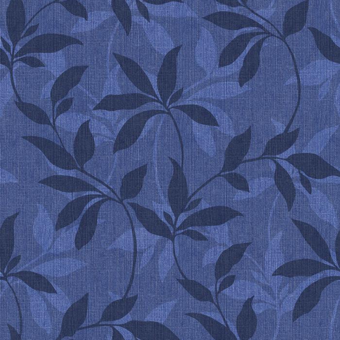Leafy Denim Scroll - Indigo (fabric)