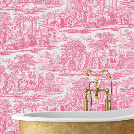 Garden Toile Pink - DebbieMcKeegan - Wallpaper - 1