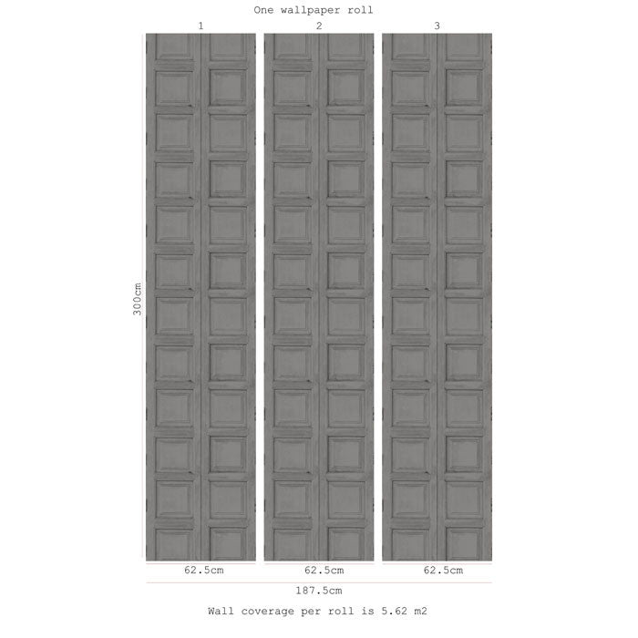 Wooden Square Panels- Mole Grey - DebbieMcKeegan - Wallpaper - 2