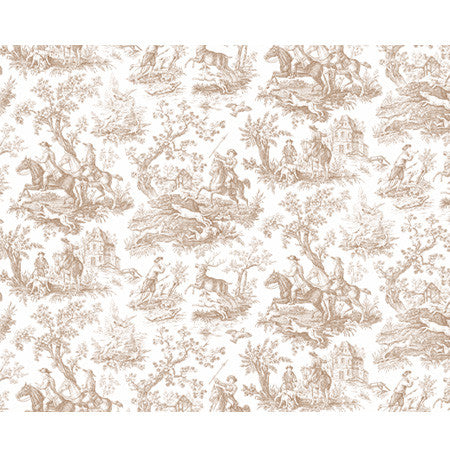 French Hunting Toile Fabric Beige 280cm Horse Vintage Upholstery Curtain  Cushion