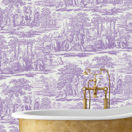 Garden Toile Purple - DebbieMcKeegan - Wallpaper - 1