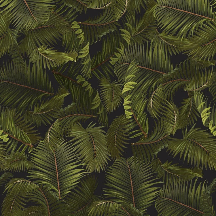 Rock the #Greenery Trend with this gorgeous Palm leaves wallpaper and fabric, finely detailed and drawn in the Botanical style.