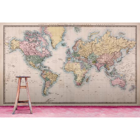 Vintage World Map Mural - DebbieMcKeegan - Wallpaper - 2