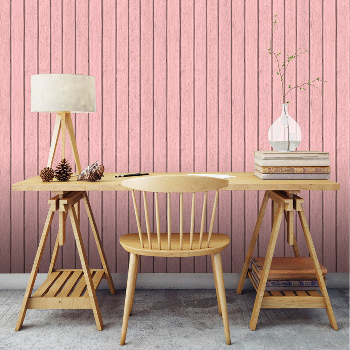 Sawn Wood Slats- Pink - DebbieMcKeegan - Wallpaper - 2