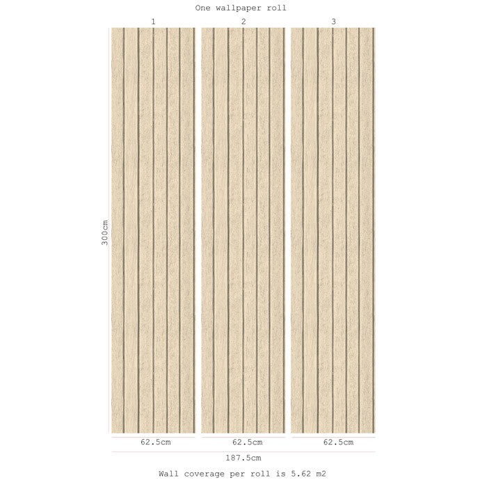 Sawn Wood Slats- Cream - DebbieMcKeegan - Wallpaper - 3