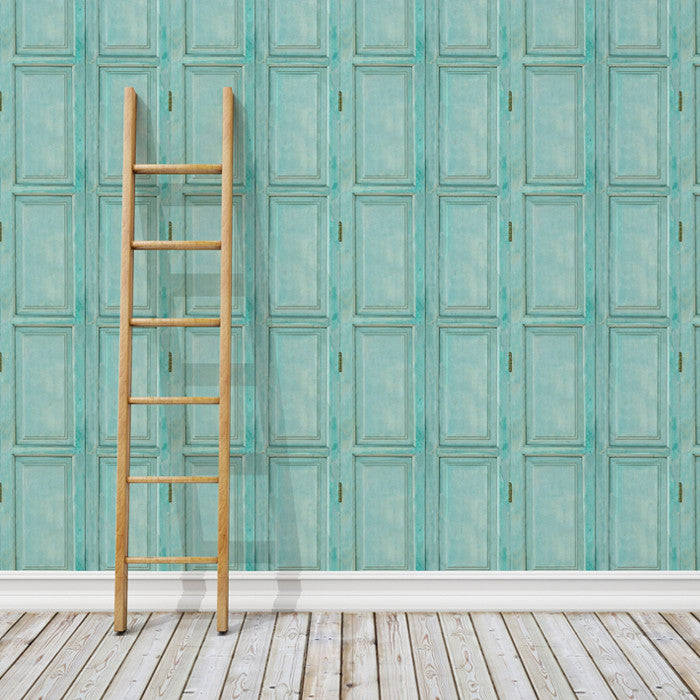 Wooden  Panels- Turquoise - DebbieMcKeegan - Wallpaper - 1