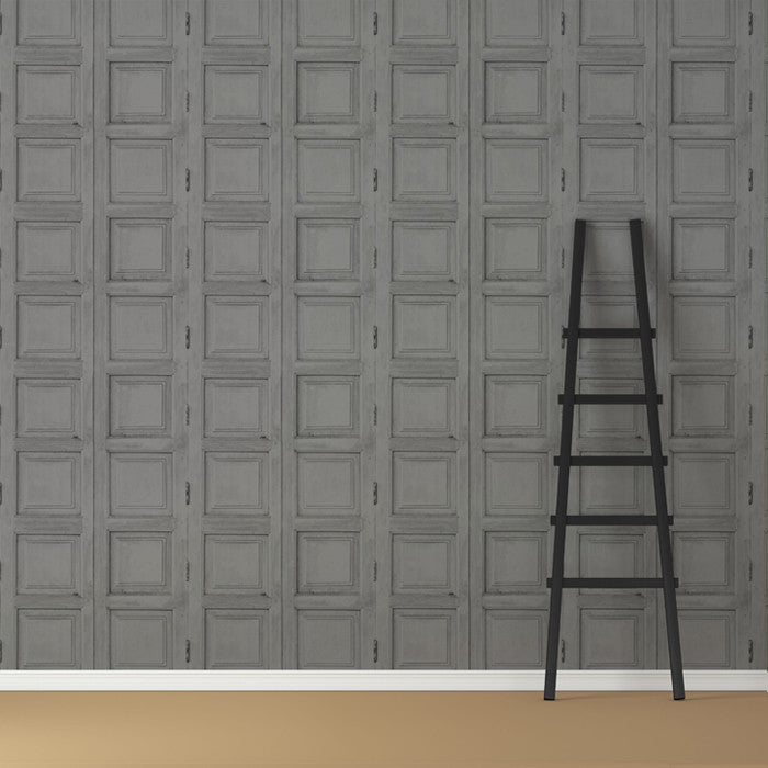 Wooden Square Panels- Mole Grey - DebbieMcKeegan - Wallpaper - 3