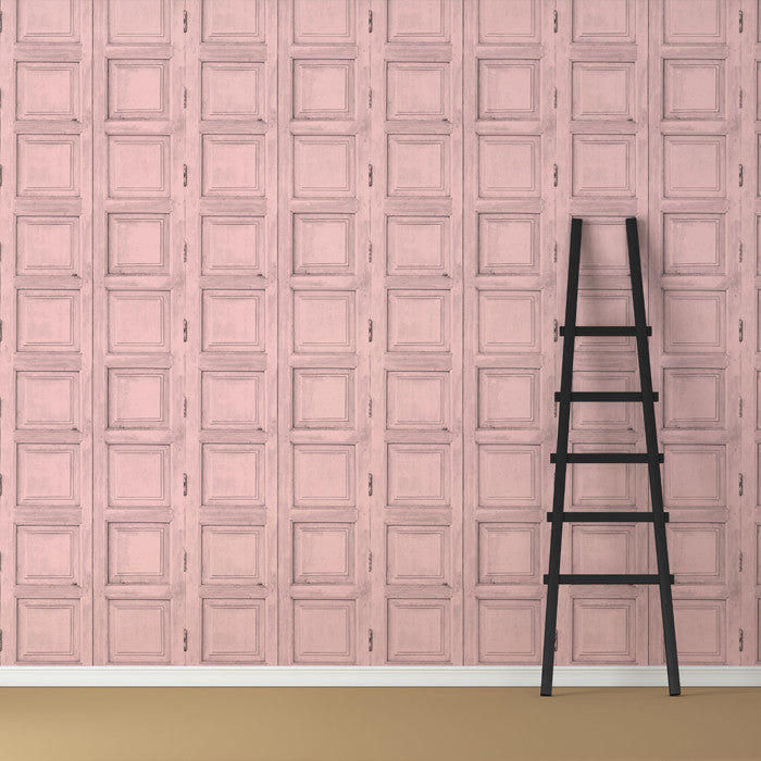 Wooden Square Panels- Pink - DebbieMcKeegan - Wallpaper - 3