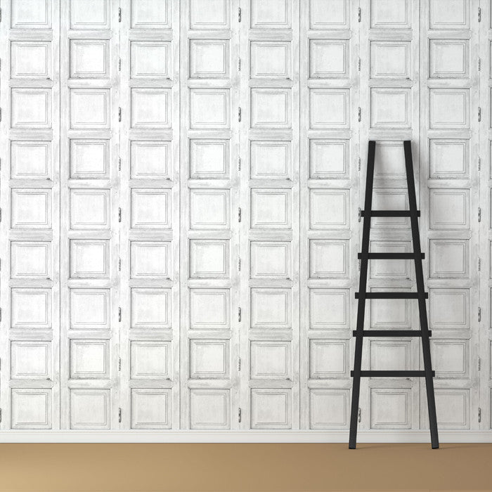 Wooden Square Panels- White - DebbieMcKeegan - Wallpaper - 1
