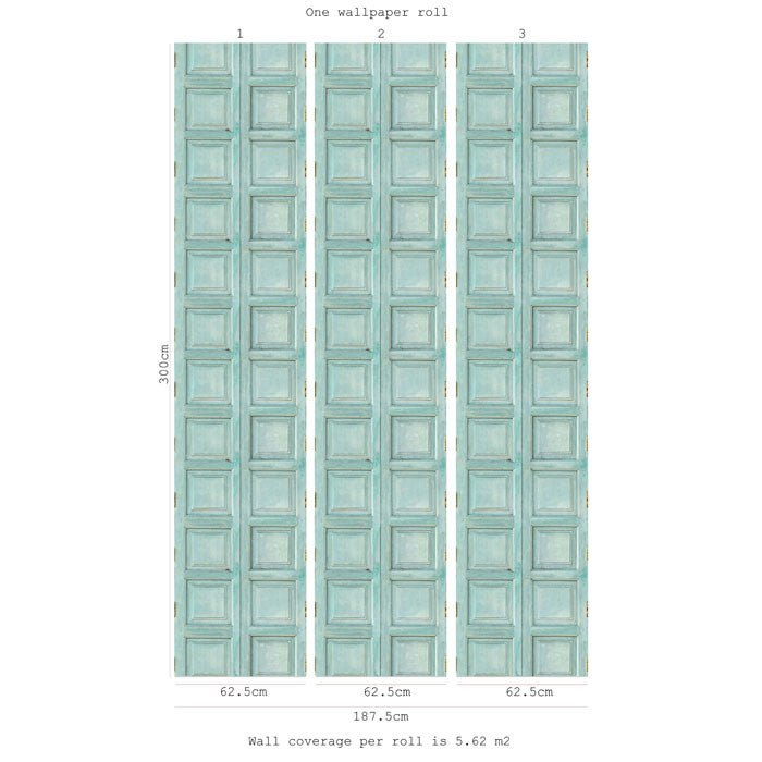 Wooden Square Panels- Turquoise - DebbieMcKeegan - Wallpaper - 2