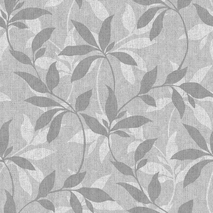 Leafy Denim Scroll Grey White - DebbieMcKeegan - Wallpaper - 2